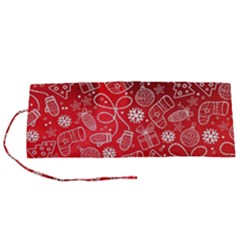 Christmas Pattern Red Roll Up Canvas Pencil Holder (s) by Grandong