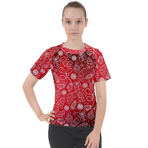 Christmas Pattern Red Women s Sport Raglan T-shirt by Grandong