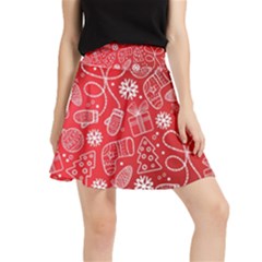 Christmas Pattern Red Waistband Skirt by Grandong