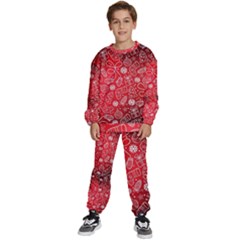 Christmas Pattern Red Kids  Sweatshirt Set by Grandong