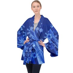 Christmas-card-greeting-card-star Long Sleeve Velvet Kimono  by Grandong