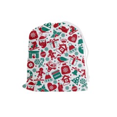 Background Vector Texture Christmas Winter Pattern Seamless Drawstring Pouch (large) by Grandong