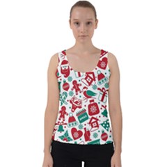 Background Vector Texture Christmas Winter Pattern Seamless Velvet Tank Top by Grandong