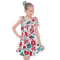 Background Vector Texture Christmas Winter Pattern Seamless Kids  Tie Up Tunic Dress by Grandong