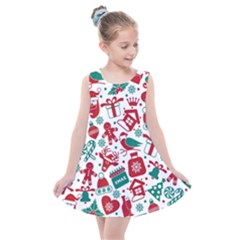 Background Vector Texture Christmas Winter Pattern Seamless Kids  Summer Dress by Grandong