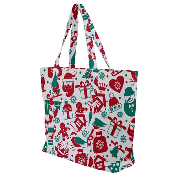 Background Vector Texture Christmas Winter Pattern Seamless Zip Up Canvas Bag