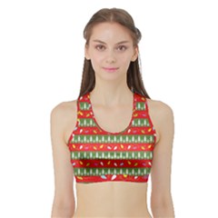 Christmas-papers-red-and-green Sports Bra With Border by Grandong