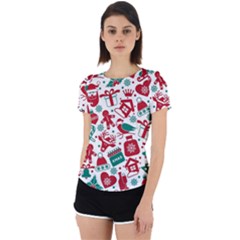 Background Vector Texture Christmas Winter Pattern Seamless Back Cut Out Sport T-shirt by Grandong