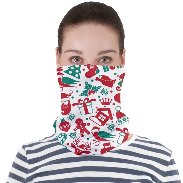 Background Vector Texture Christmas Winter Pattern Seamless Face Seamless Bandana (Adult)