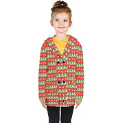 Christmas-papers-red-and-green Kids  Double Breasted Button Coat by Grandong