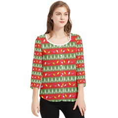 Christmas-papers-red-and-green Chiffon Quarter Sleeve Blouse by Grandong