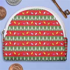 Christmas-papers-red-and-green Horseshoe Style Canvas Pouch by Grandong