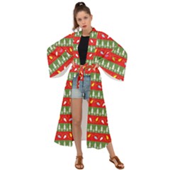 Christmas-papers-red-and-green Maxi Kimono by Grandong