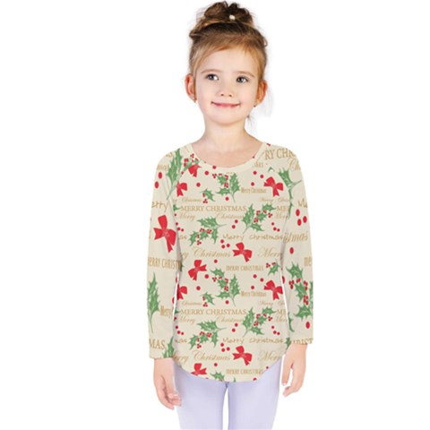 Christmas-paper-scrapbooking-- Kids  Long Sleeve T-shirt by Grandong