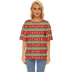 Christmas-papers-red-and-green Oversized Basic T-shirt by Grandong