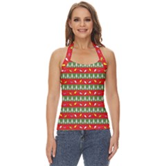 Christmas-papers-red-and-green Basic Halter Top by Grandong