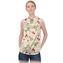 Christmas-paper-scrapbooking-- High Neck Satin Top by Grandong