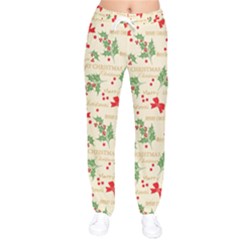 Christmas-paper-scrapbooking-- Women Velvet Drawstring Pants by Grandong