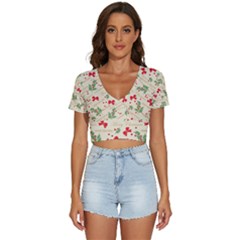 Christmas-paper-scrapbooking-- V-neck Crop Top by Grandong