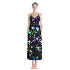 Christmas-star-gloss-lights-light Button Up Chiffon Maxi Dress by Grandong