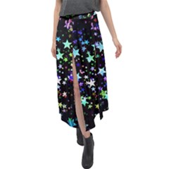 Christmas-star-gloss-lights-light Velour Split Maxi Skirt by Grandong