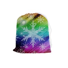 Christmas-snowflake-background Drawstring Pouch (large) by Grandong