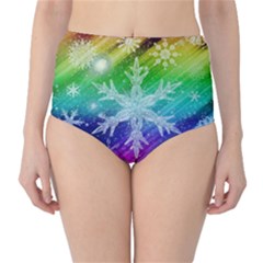 Christmas-snowflake-background Classic High-waist Bikini Bottoms by Grandong