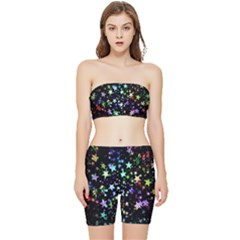 Christmas-star-gloss-lights-light Stretch Shorts And Tube Top Set by Grandong