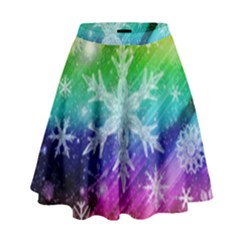 Christmas-snowflake-background High Waist Skirt by Grandong