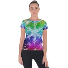 Christmas-snowflake-background Short Sleeve Sports Top  by Grandong