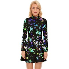 Christmas-star-gloss-lights-light Long Sleeve Velour Longline Dress