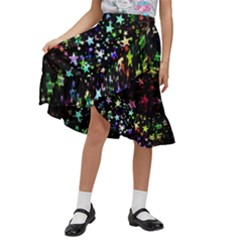 Christmas-star-gloss-lights-light Kids  Ruffle Flared Wrap Midi Skirt by Grandong