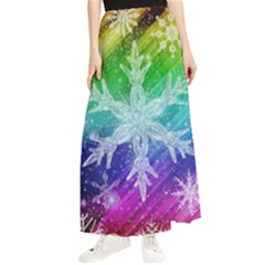 Christmas-snowflake-background Maxi Chiffon Skirt by Grandong