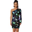 Christmas-star-gloss-lights-light Long Sleeve One Shoulder Mini Dress View1