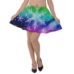 Christmas-snowflake-background Velvet Skater Skirt by Grandong