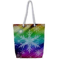 Christmas-snowflake-background Full Print Rope Handle Tote (small) by Grandong