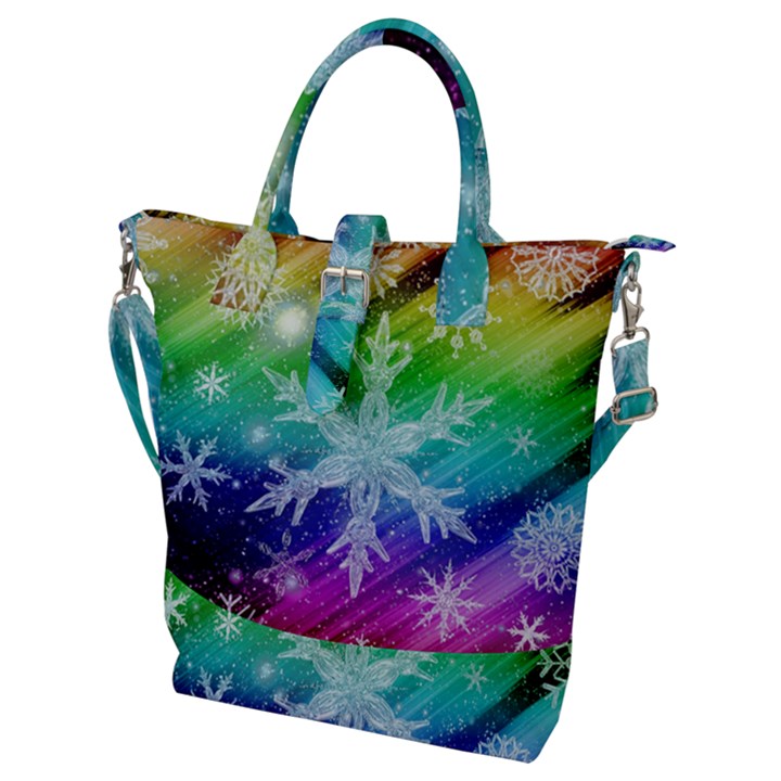 Christmas-snowflake-background Buckle Top Tote Bag