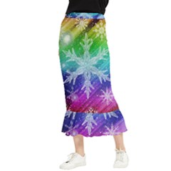 Christmas-snowflake-background Maxi Fishtail Chiffon Skirt by Grandong