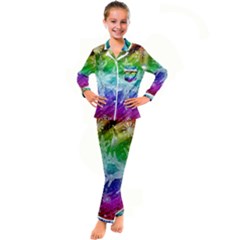 Christmas-snowflake-background Kids  Satin Long Sleeve Pajamas Set by Grandong