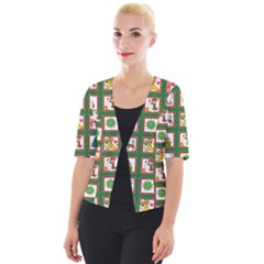 Christmas-paper-christmas-pattern Cropped Button Cardigan by Grandong