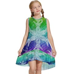 Christmas-snowflake-background Kids  Frill Swing Dress by Grandong