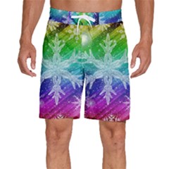 Christmas-snowflake-background Men s Beach Shorts by Grandong