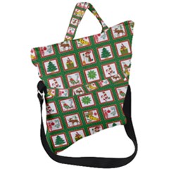 Christmas-paper-christmas-pattern Fold Over Handle Tote Bag by Grandong