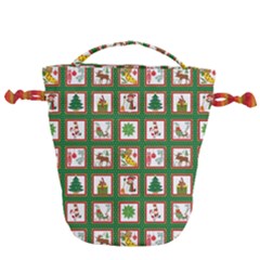 Christmas-paper-christmas-pattern Drawstring Bucket Bag by Grandong