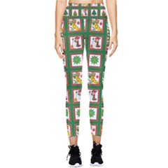 Christmas-paper-christmas-pattern Pocket Leggings 