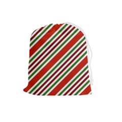 Christmas-color-stripes Drawstring Pouch (large) by Grandong