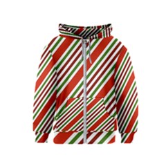 Christmas-color-stripes Kids  Zipper Hoodie by Grandong