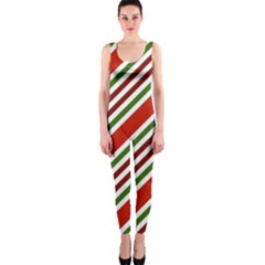 Christmas-color-stripes One Piece Catsuit by Grandong