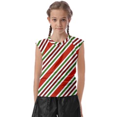 Christmas-color-stripes Kids  Raglan Cap Sleeve T-shirt by Grandong