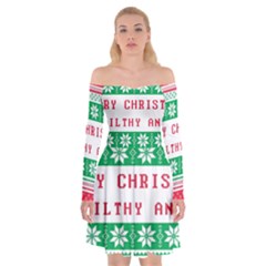 Merry Christmas Ya Filthy Animal Off Shoulder Skater Dress by Grandong